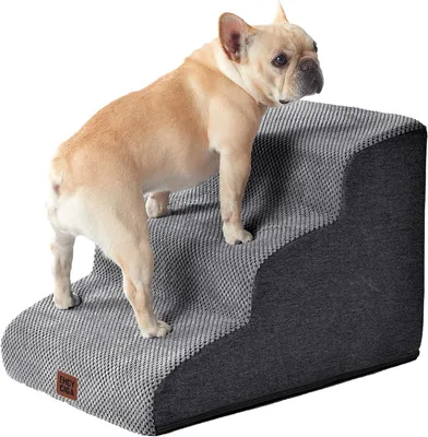 Productafbeelding van Hondentrap voor kleine honden - 3 treden - 40 cm hoog - schuim - grijs