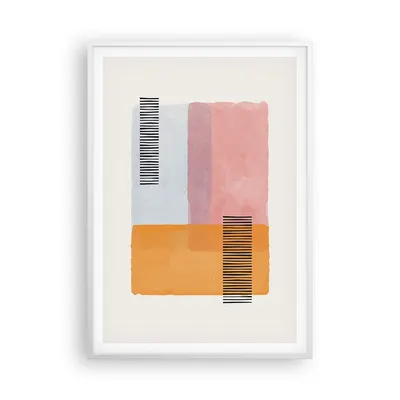 Produktbild von Gerahmtes Poster - Weißer Rahmen - Aquarell Rechtecke Linien - 70x100 cm - Wand Bild - Wanddeko - Wandbilder - Kunstposter - Wandposter - Bilderrahmen - Bilder - Kunstdruck - P2WPA70x100-4669