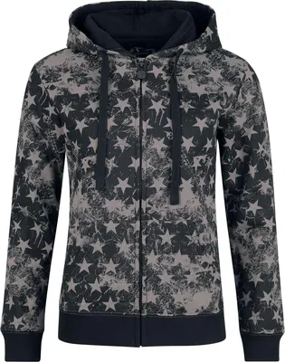 Produktbild von RED by EMP Damen schwarze Kapuzenjacke mit Allover Print mit Sternen M