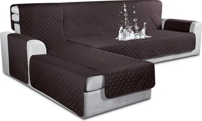 Obrázek produktu pro 100% vodotěsné kryty pohovky ve tvaru písmene L 3 kusy Pohovka Slipcovers Cut Pohovka Kryty pro Split Chaiselongues pro domácí zvířata Děti, tmavě hnědá, velikost L