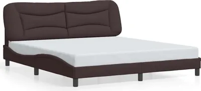 Zdjęcie produktu dla Rama Łóżka Bez Materaca, Hvar, Ciemnobrązowa, 180X200 Cm, Tkanina Lumarko!