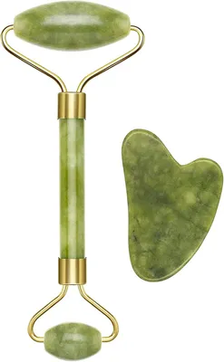 Produktbild von Jaderoller + Gua-Sha-Stein, entspannende Anti-Aging-Gesichts-/Körpermassage für Fitness