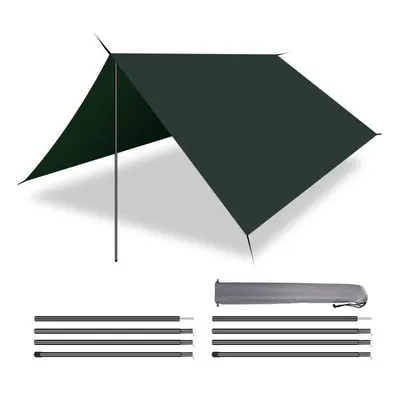 Produktbild von 2 universelle Teleskop-Zeltstangen – Verstellbare Planenstangen – Metall-Markisenstangen – Wasserdichte Gewebestützstangen – 200 cm – Schwarz