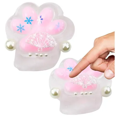 Obrázek produktu pro Antistresový squishy ve tvaru kočičí tlapky, průhledný s třpytkami