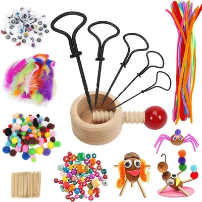 Produktbild von Kastanienbohrer Set mit Zubehör, 326-teilig, Herbst Bastelset für Kinder, 1,5-5 mm Handbohrer