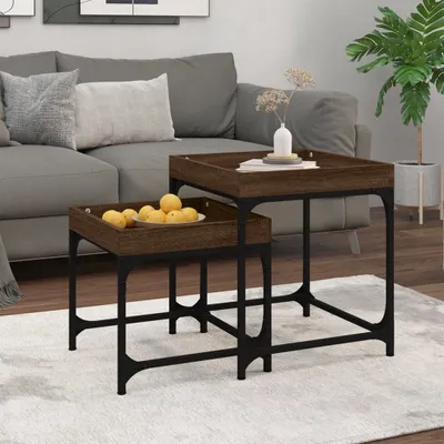 Immagine prodotto di The Living Store Tavolini 2 pz. Legno ingegnerizzato effetto rovere marrone