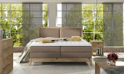 Produktbild von DomoHome Boxspringbett Schlafzimmerbett, Ideal für Ihr Schlafzimmer s Polsterbett, Größe: 204x140x116 cm BELIZE Farbe: Cappucino