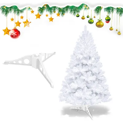 Immagine prodotto di Jayseuw 120cm albero di Natale artificiale, albero di Natale con supporto in metallo, albero di Natale 220 punte aghi in PVC, albero di Natale artificiale sistema pieghevole bianco