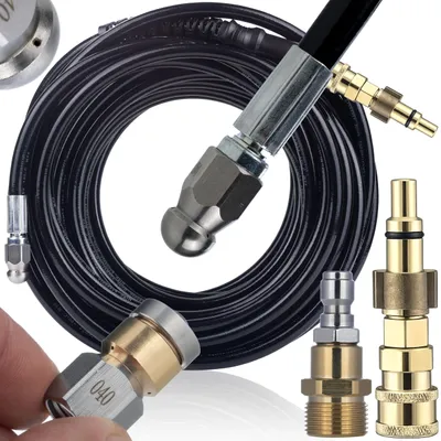 Obrázok produktu pre HydroJet Pro Max 20M – Hadica na kanalizáciu M22 + adaptér 1/4" | Lavor Vertigo Ninja Parkside PHD | 2 trysky | Otočná a 3+1 | 200 bar