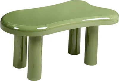 Zdjęcie produktu dla BELIANI Stolik kawowy zielony MDF okrągłe nóżki 100 x 70 x 40 cm owalny blat salon nowoczesny minimalistyczny