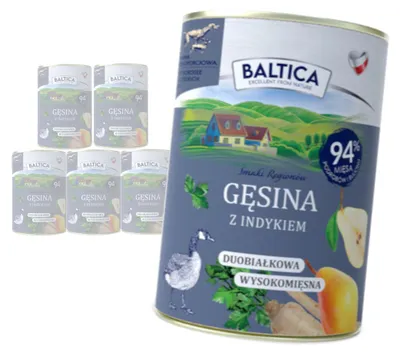Zdjęcie produktu dla Baltica Gęsina z Indykiem 6x400g Duoproteinowa Bezzbożowa Mokra Karma Dla Psa