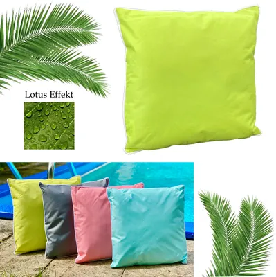 Produktbild von heimtexland ® Outdoorkissen mit Füllung Outdoor Lounge Dekokissen Lotus Effekt Gartenkissen Typ687 Lemon