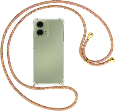 Produktbild von Handykette Backcover-Schutzhülle mit Band (Metall goldfarben) für Motorola Moto G24 - Rainbow