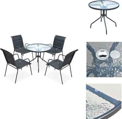 Produktbild von vidaXL 5-tlg. Garten-Essgruppe Stahl Schwarz -  Gartenmöbel-Sets