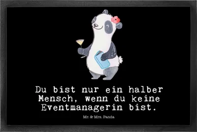Produktbild von Mr. & Mrs. Panda Schmutzfangmatte Eventmanagerin Herz 50 x 75 cm - Schwarz - Geschenk, fußmatte, Sauberlaufmatte, Spruch, abstreifer, Lustig, Fußabtreter, Witzig, Beruf