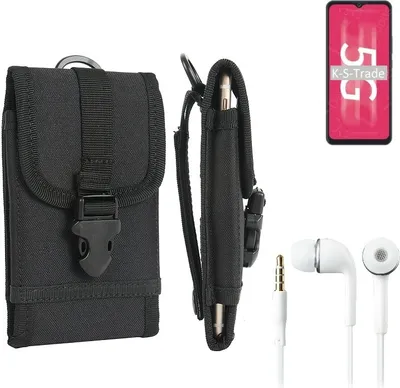 Produktbild von K-S-Trade Holster Schutz Hülle kompatibel mit ZTE Blade 20 5G Gürteltasche Handy Hülle Tasche outdoor Seitentasche schwarz 1x + Kopfhörer