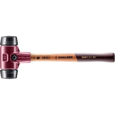 Produktbild von Halder Schonhammer Durchmesser 50mm 1170g Simplex Gummi / schwarz mit Holzstiel - 3002050