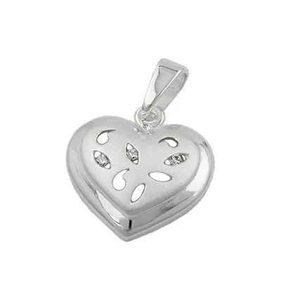 Produktbild von Anhänger 14x14mm Herz mit 3 Zirkonias matt-glänzend Silber 925 silber 14x14mm