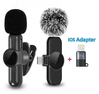 Produktbild von Mini kabelloses Lavalier-Mikrofon mit USB-C, Geräuschunterdrückung für Streaming und Videoaufnahmen - IOS-Adapter 1