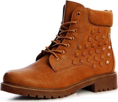 A single brown boot is shown against a white background.