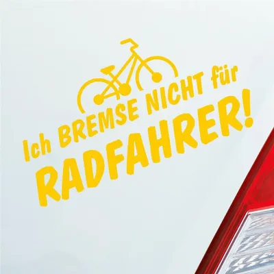 Produktbild von Auto Aufkleber Ich Bremse Nicht Zubehör passend für Radfahrer Bicycle Rad 16x10 cm Gelb Sticker Heckscheibenaufkleber