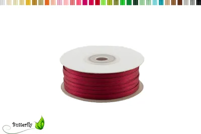 Produktbild von Satinband 3mm x 91m Rolle, Farbe:058 bordeaux / weinrot