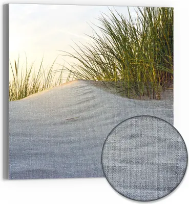 Produktbild von DEQORI Hybrid Leinwand Bild 50x50 cm 'Düne mit Dünengras' Wandbild Glas flach modern