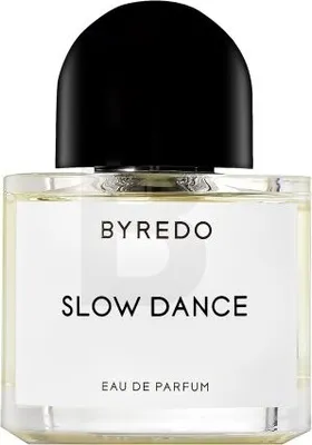 A close-up studio shot of a Byredo Slow Dance Eau de Parfum bottle.