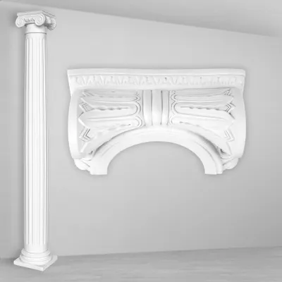 Immagine prodotto di Colonne e semicolonne cilindriche, decorate con listelli intagliati, in stucco. Modello: N3215. Diametro: 152 mm