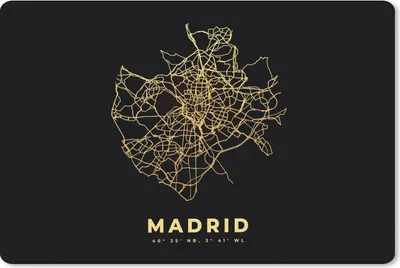 Produktbild von MuchoWow® Schreibtischunterlage Madrid - Spanien - Karte - Gold 60x40 cm - XXL Mauspad - Großes Mauspad