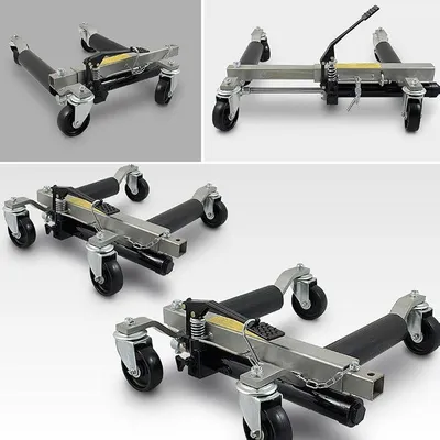 Produktbild von BITUXX® 2 Stück PKW Rangierhilfe Rangierheber hydraulisch Wagenheber Auto Rangierroller Rangierheber belastbar bis 680 kg pro Rangierroller