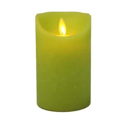 Produktbild von LED Echtwachskerze mit Timer flackender Docht Farbe Lime 12.5cm hoch