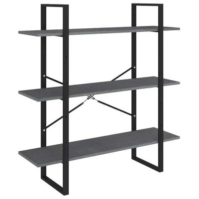 Obrázok produktu pre Knižnica s 3 policami sivá 100x30x105 cm masívna borovica