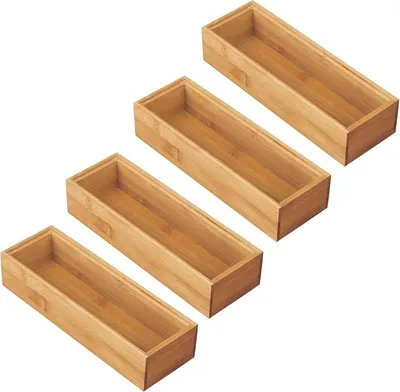 Produktbild von mDesign Schubladenbox Badezimmer Aufbewahrung Organizer 4er Set Bambus