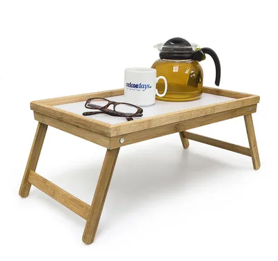 Klappbares Bambus-Bett-Tablett, 50x30 cm, Frühstückstisch