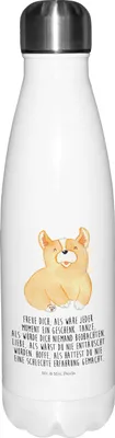 Produktbild von Mr. & Mrs. Panda Trinkflasche Corgie - Weiß - Geschenk, Sprüche, Wasserflasche, Spruch, Thermos, Lebensfroh, Lebensfreude, Thermosflasche, Hund, trinkflaschen