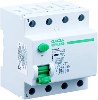 Productafbeelding van Differentiaalstroomonderbreker 25A, 30mA, 4-polig, type A, GACIA PR8NM 4P 25A 30MA A