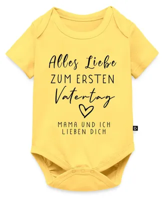 Produktbild von Spreadshirt Alles Liebe Zum Ersten Vatertag Geschenk Papa Kurzarm Tages Baby Body, 68 (3-6 M.), Pastellgelb