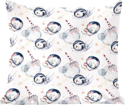 Produktbild von MuchoWow® Zierkissen Sofakissen Wohnzimmer Dekokissen 50x50 cm Muster - Raumfahrt - Tiere - Jungen - Kinder - Mädchen - Komfort - Sofakissen