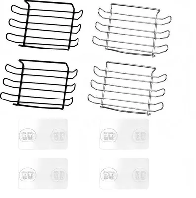 Productafbeelding van RVS wasbak - Geen boren nodig - Wandmontage wasbak - Geschikt voor badkamers, douches en keukens - Zwart en zilver - 13,5 x 8,7 cm