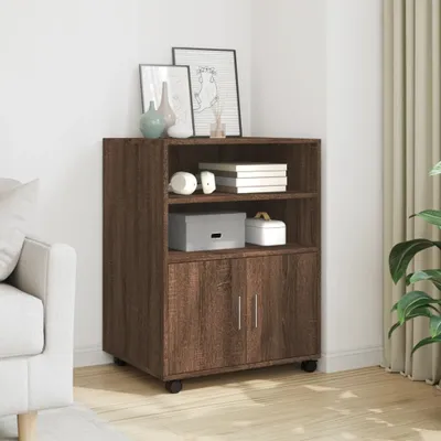 Image de 2025 cloris Armoire à roulettes Chêne brun 60x48x81 cm Matériau dérivé du bois - Armoires à dossiers Sale8023771 1parcel