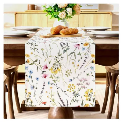 Produktbild von Blumen Tischläufer, saisonale Frühling Sommer Küchentischdekoration für drinnen, Urlaub und Party Dekor 40x140 cm waschbar
