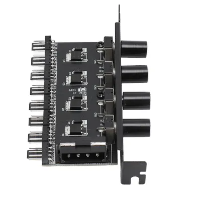 Image de contrôleur de vitesse de ventilateur à 4 boutons,Hub de ventilateur PC 8 canaux,Contrôleur de vitesse de ventilateur 12V à 4 boutons,Contrôleur de vitesse de ventilateur CPU HDD VGA,Contrôleur de vitesse de ventilateur à 4 boutons pour boîtier CPU,Support PCI Contrôleur de ventilateur 12V