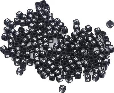 Image de 300pcs numéro perles cubes noires en acrylique pour le bricolage de bijoux qui font des bracelets colliers chaînes de clés