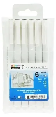 Immagine prodotto di Pennarelli a punta fine per disegno, neri, 6 pezzi - Marvy