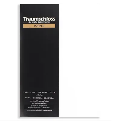 Produktbild von Traumschloss Topper Edel-Jersey Spannbettlaken 180-200 x 200-220 cm weiß 165g/m², 95% gekämmte Mako Baumwolle, 5% Elasthan