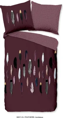 Produktbild von Soma Renforcé Bettwäsche 2 teilig Bettbezug 135 x 200 cm Kopfkissenbezug 80 x 80 cm Feathers Federn rot