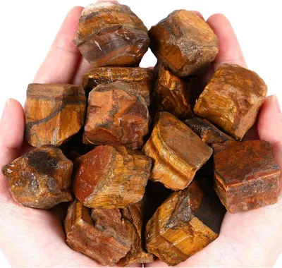 Produktbild von Tigerauge Rohsteine Premium Wassersteine Kristalle Set 4 Stück Natursteine 4.5-5 cm