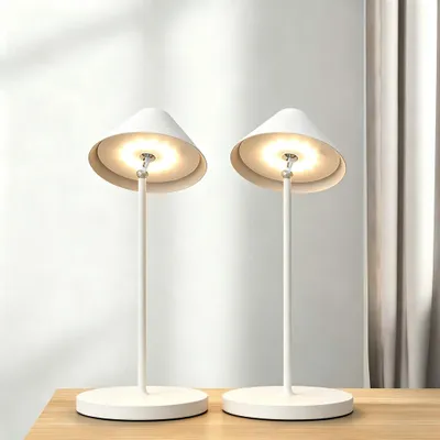 Image de Lampe de table LED rechargeable, lot de 2 - Lampe de chevet romantique à aimant, éclairage d'ambiance, lampe décorative sans fil pour balcon, restaurant, cadeaux
