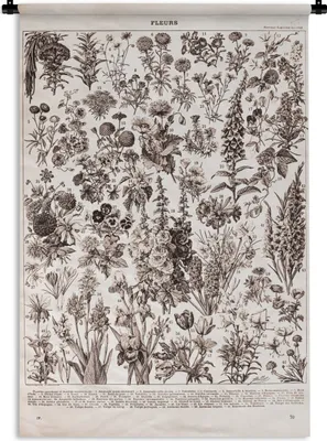 Produktbild von MuchoWow® Wandteppich Wandbehang Blumen - Pflanzen - Schwarz - Weiß 60x90 cm Tapisserie Dekoration Wandtuch - Foto-Teppich - Abwaschbar